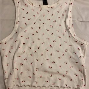 Floral white crop top tank top